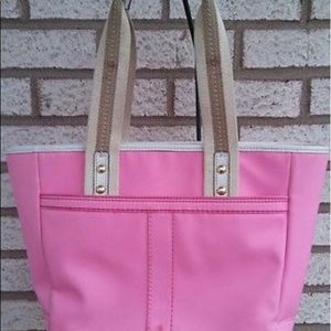 Coach Hamptons Pink with White Trim Tote Bag